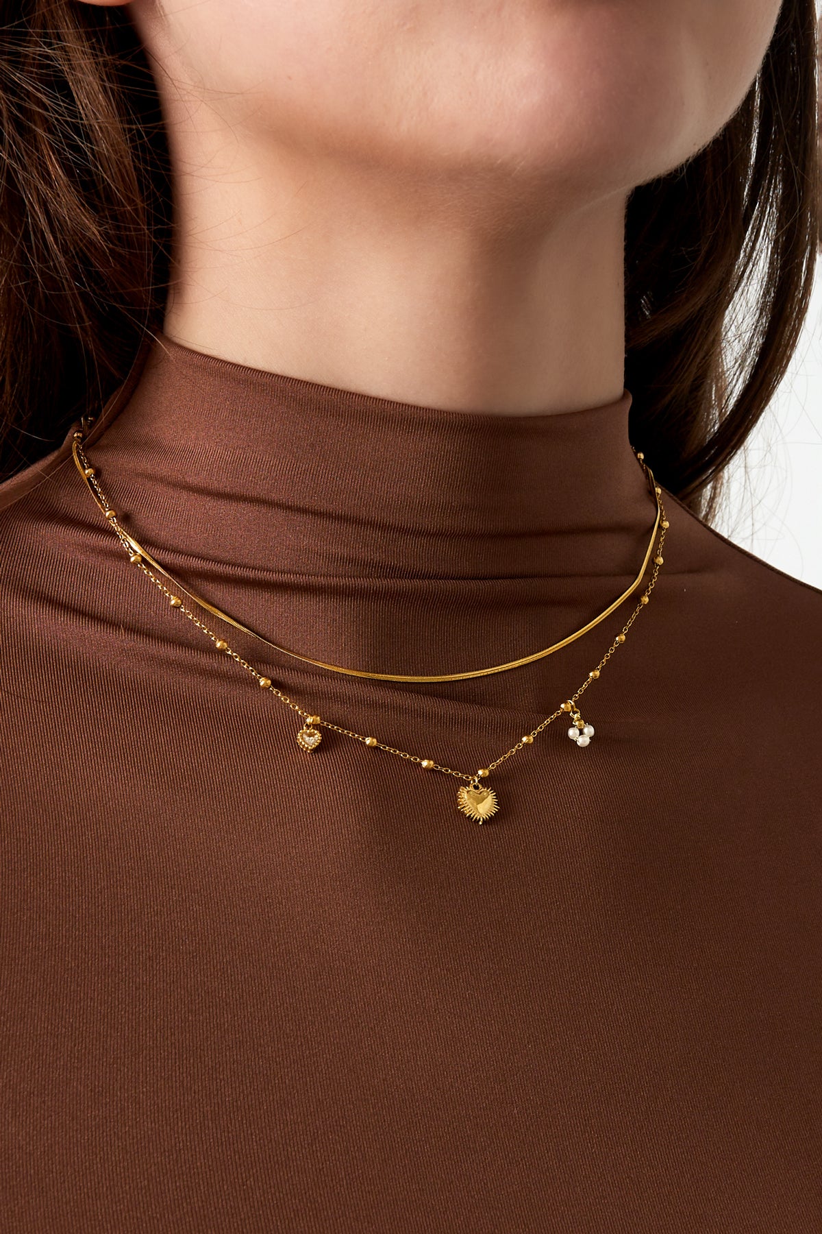 Doppelkette mit Herzanhänger